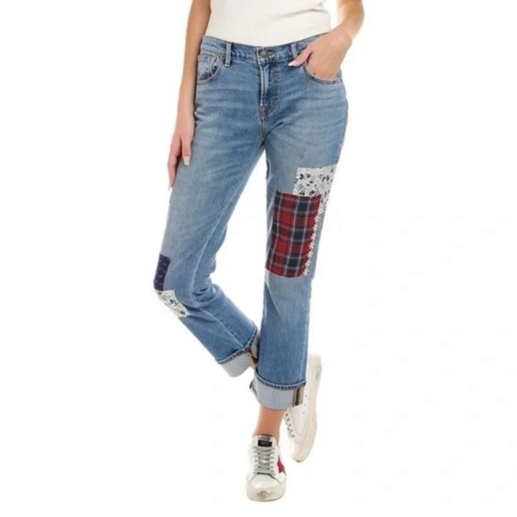 Johnny Was Amelia Boyfriend Floral Patchwork Jeans 27 Mid Rise Relaxed Fit - Picture 1 of 12